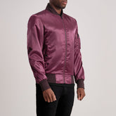 Arlis Maroon Leather Bomber Jacket